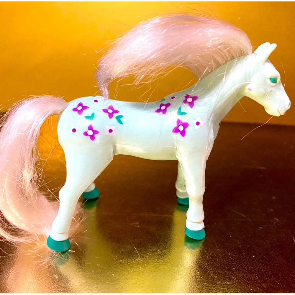 THE BENDABLES 1996 PONY TAILS MINT GREEN w/WHITE BRUSHABLE HAIR PONY TOY
